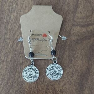 Handmade Silver Aquarius Dangle Earrings